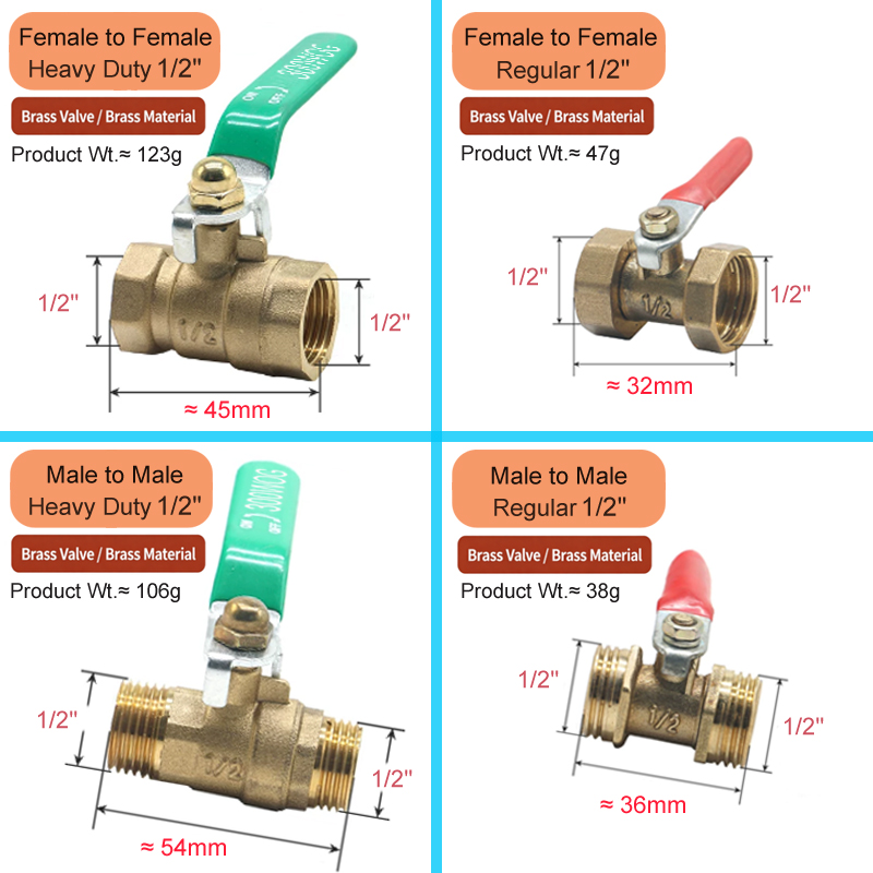 1/8' 1/4' 3/8' 1/2' Katup Bola - Compression Fitting Brass ulasan dan harga